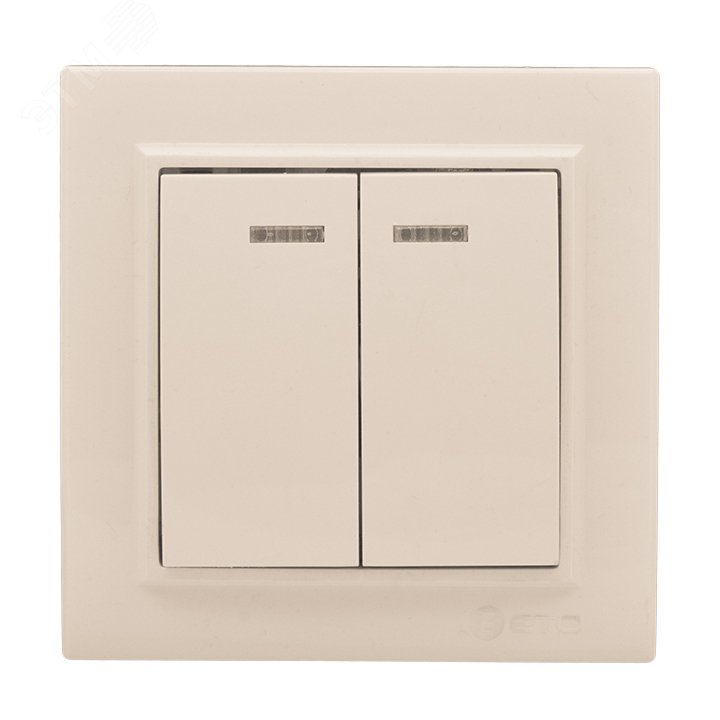 Выключатель двухклавишный СП Минск с индикатором 10А бежевый