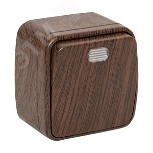 Выключатель 1-клавишный ОП Минск 10А с индикатором темное дерево