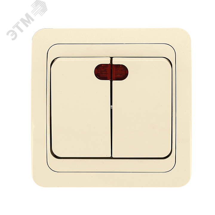 Лондон Выключатель двухклавишный с индикатором 10А бежевый