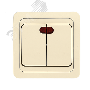 Лондон Выключатель двухклавишный с индикатором 10А бежевый