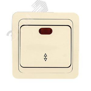 Лондон Выключатель проходной одноклавишный с индикатором 10А бежевый