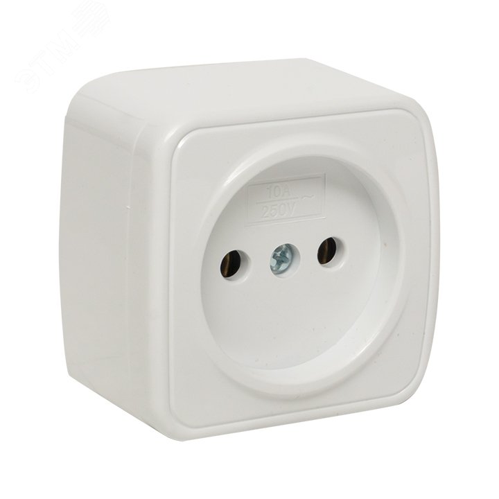 Розетка Минск одноместная ОП 10А без заземления белая
