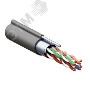 Кабель витая пара TERACOM PRO Cat.5E F/UTP 4 пары solid 24AWG с тросом сталь 1,2 мм оболочка LDPE цвет черный (катушка 305м)