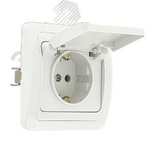 Лондон Розетка с заземлением и крышкой 16А белая