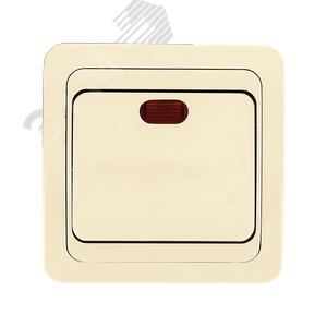 Лондон Выключатель одноклавишный с индикатором 10А бежевый