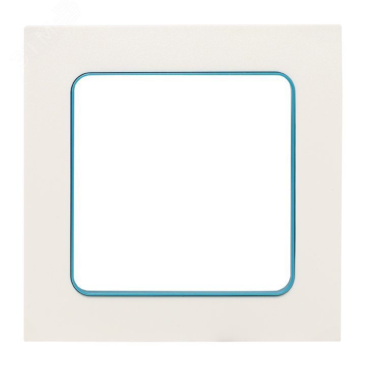 Стокгольм Рамка 1-местная белая с линией цвета синий