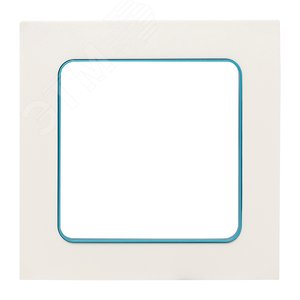 Стокгольм Рамка 1-местная белая с линией цвета синий