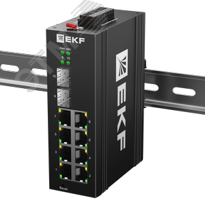 Коммутатор промышленный управляемый уровня L2 ML2-2GX/SFP-8GTP, 2 порта 1000Base-X SFP, 8 портов 10/100/1000Base-T(X) RJ45 c PoE, монтаж на динрейку T