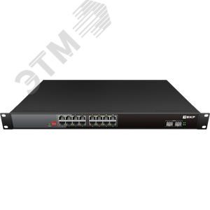 Коммутатор промышленный неуправляемый U-2GX/SFP-16GTP-R, 2 порта 1000Base-X SFP, 16 портов 10/100/1000Base-T(X) RJ45 c PoE, монтаж в 19'' стойку TSX E