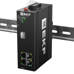 Коммутатор промышленный управляемый уровня L2 ML2-1GX/SFP-4GTP, 1 порт 1000Base-X SFP, 4 порта 10/100/1000Base-T(X) RJ45 c PoE, монтаж на динрейку TSX