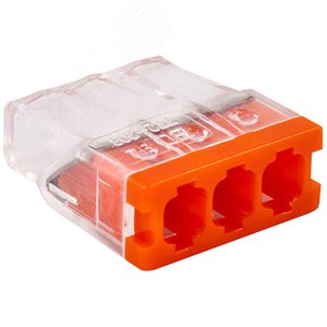 Клемма соединительная  3-контактная (6шт) Elеctrodeel. Диапазон сечений 0,5-2,5 мм2. Номинальный ток/напряжение: 24А/450В.Упаковка: блистер.