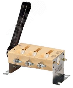 Рубильник ВР32-31В31250-32 УХЛ3 100А съемная боковая смещенная рукоятка 3-х полюсный на одно направление с дугогасительными камерами IP32