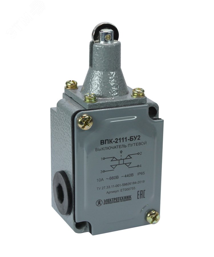 Выключатель путевой ВПК 2111Б У2 IP65 толкатель с роликом