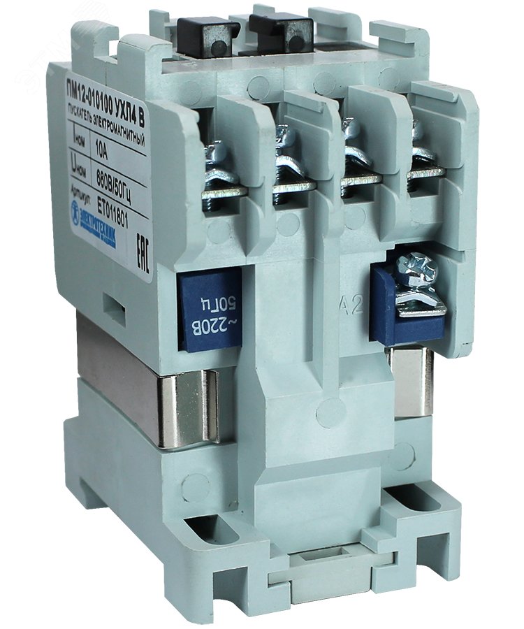 ПМ12-010100 УХЛ4 В, 380В/50Гц, 1з, 10А, нереверсивный, без реле, IP00, пускатель электромагнитный  (ЭТ)