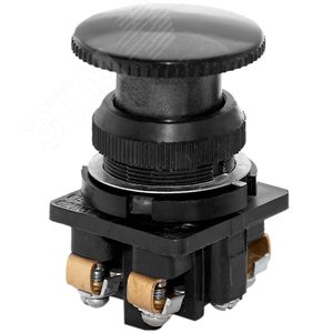 Выключатель кнопочный КЕ-021 У3 исп.2, черный, 1з+1р, гриб без фиксации, IP40, 10А, 660В