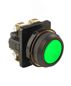 Выключатель кнопочный КЕ-011 У3 исп.2, зелёный, 1з+1р, цилиндр, IP40,10А, 660В