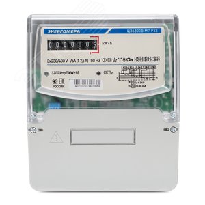 Счетчик электроэнергии ЦЭ6803В 1 230В 1-7,5А 3ф.4пр. Э Р32 F трехфазный однотарифный, 1(7.5), кл.точ. 1.0, D+Щ, ЖКИ Мск