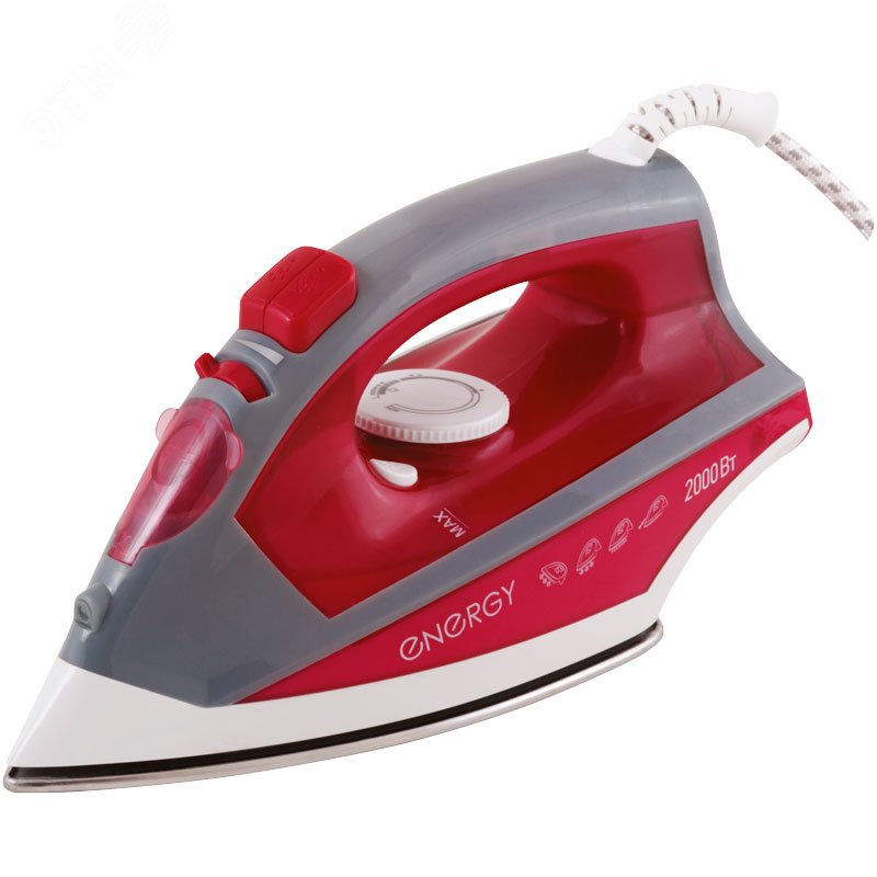 Утюг EN-328 на 2000 Вт, подошва - стальная, цвет бордовый