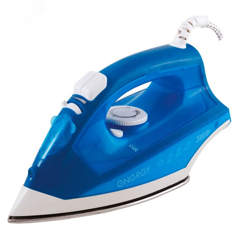 Утюг EN-328 на 2000 Вт, подошва - стальная, цвет голубой