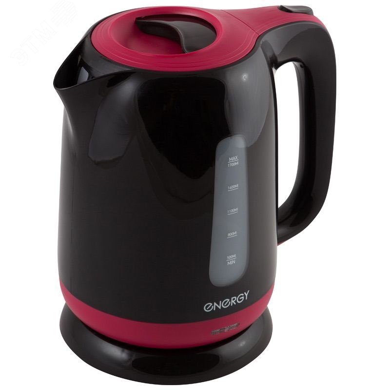 Чайник пластиковый E-274 на 1.7 л, основание - диск, цвет черный