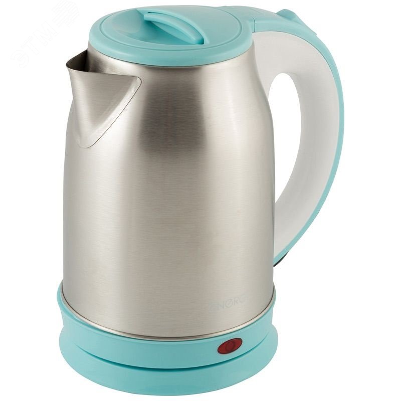 Чайник стальной E-202 на 1.8 л, основание - диск, цвет бело-голубой