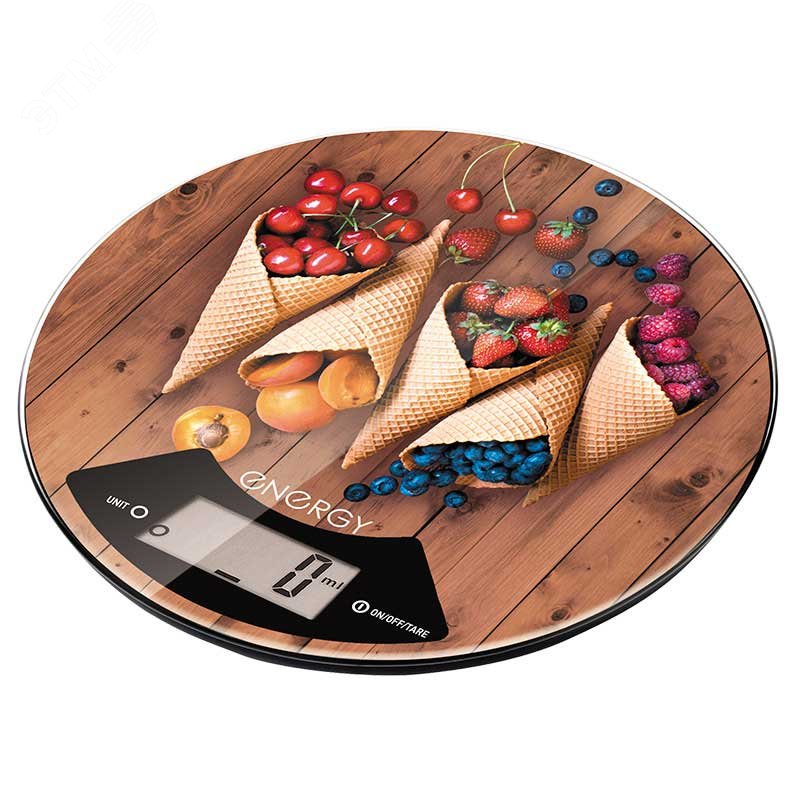 Весы кухонные электронные круглые EN-403, рисунок ''Вафли''