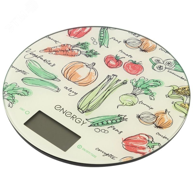 Весы кухонные электронные круглые EN-403, рисунок ''Овощи''