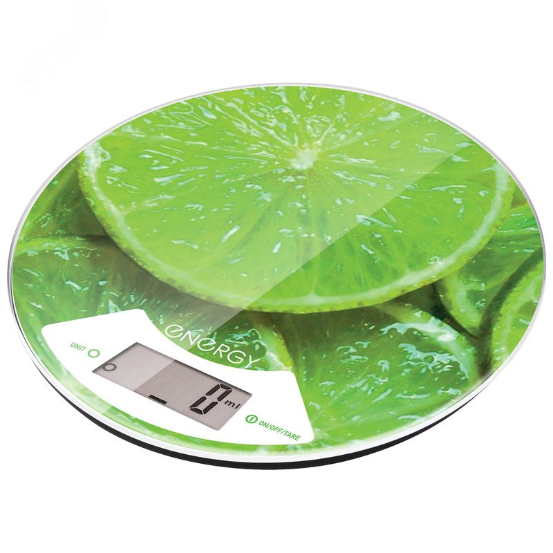 Весы кухонные электронные круглые EN-403, рисунок ''Лайм''