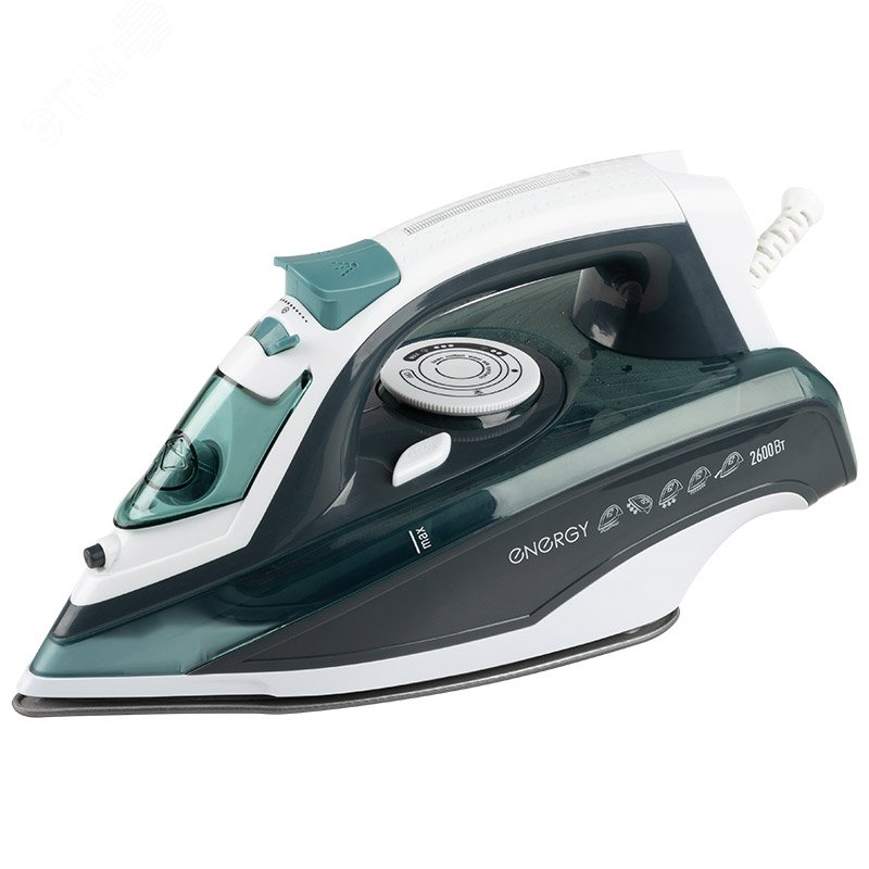 Утюг EN-347 на 2600 Вт, подошва - тефлоновая, цвет бело-серый