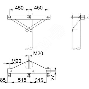 Траверса одноцепная концевая 20 кВ, A=450