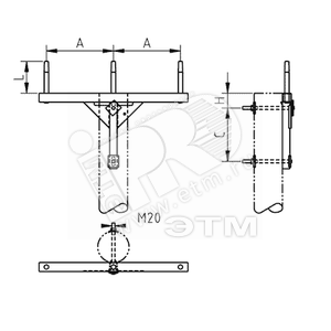 Траверса одноцепная промежуточная 20 кВ, A=00, M24