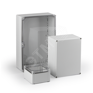 Cubo O 400 x 400 x 132 мм, глухая стенка, серая крышка, PC, IP 66/67