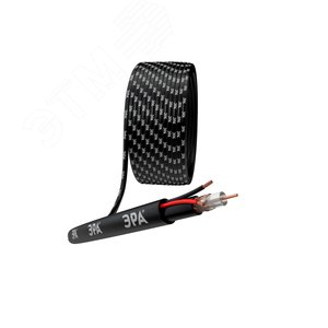 Кабель для аналогового видеонаблюдения ЭРА K-0.5-PE КВК-П-2 +2x0.5 мм кв. бухта 200 метров. чёрный