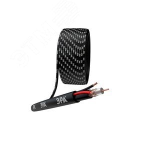 Кабель для аналогового видеонаблюдения ЭРА K-0.75-PE КВК-П-2 +2x0.75 мм кв. бухта 200 метров. чёрный