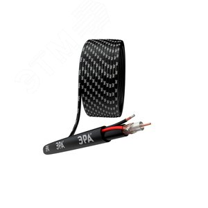 Кабель для аналогового видеонаблюдения ЭРА Simple KL-0.75-PE КВК-П-2 +2x0.75 мм кв. бухта 200 метров. чёрный