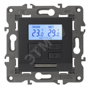 Терморегулятор универс.230В-Imax16А, Эра Elegance, антрацит,14-4111-05