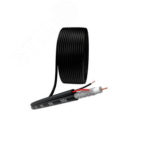 Кабель для аналогового видеонаблюдения ЭРА KK-0.5-PE ККСП-2x0.5 мм. бухта 200 метров. чёрный