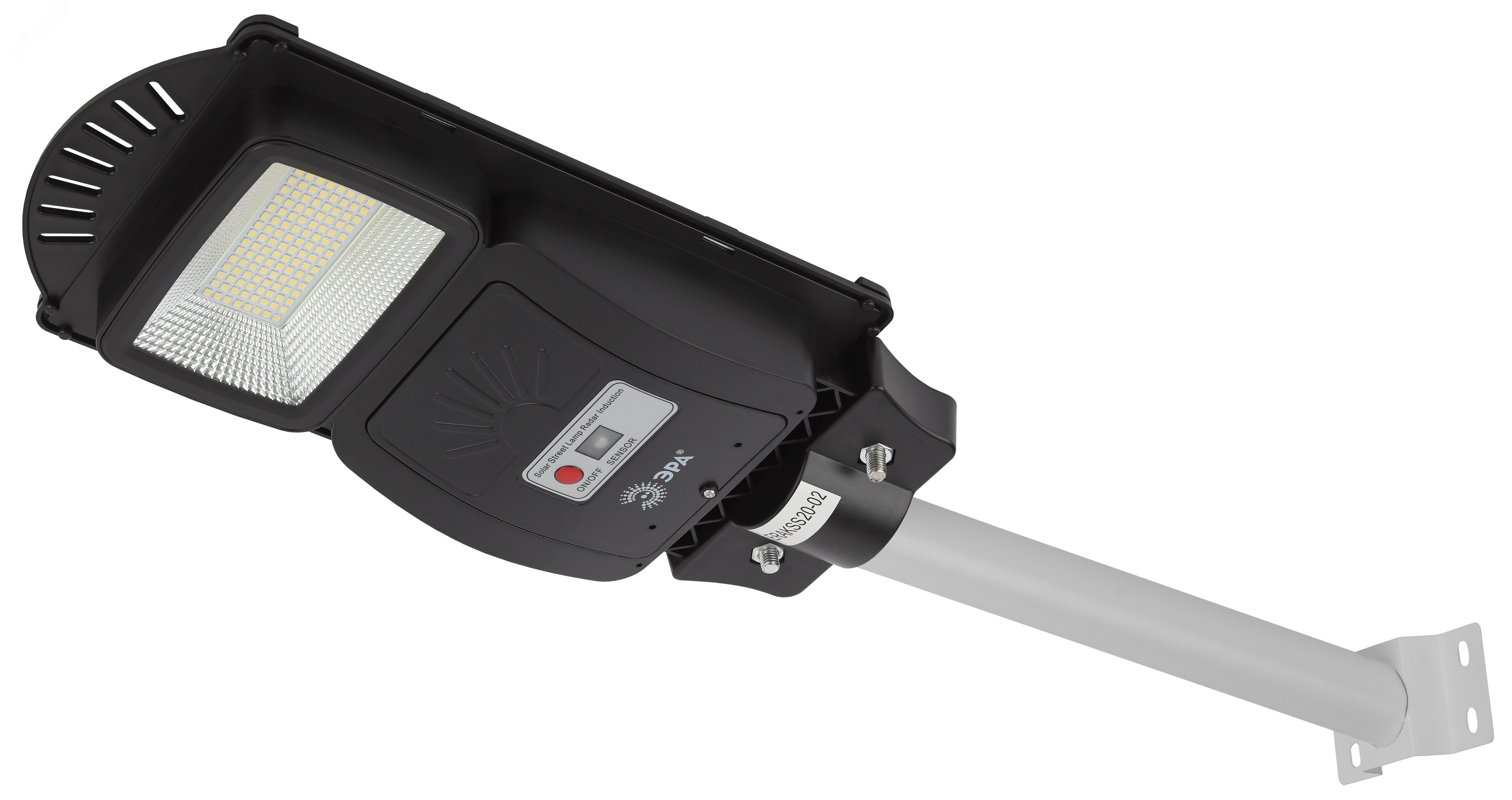 Консольный светильник на солн. бат.,SMD,с кронштейном,20W, с датч. движ.,ПДУ,400lm, 5000К, IP65