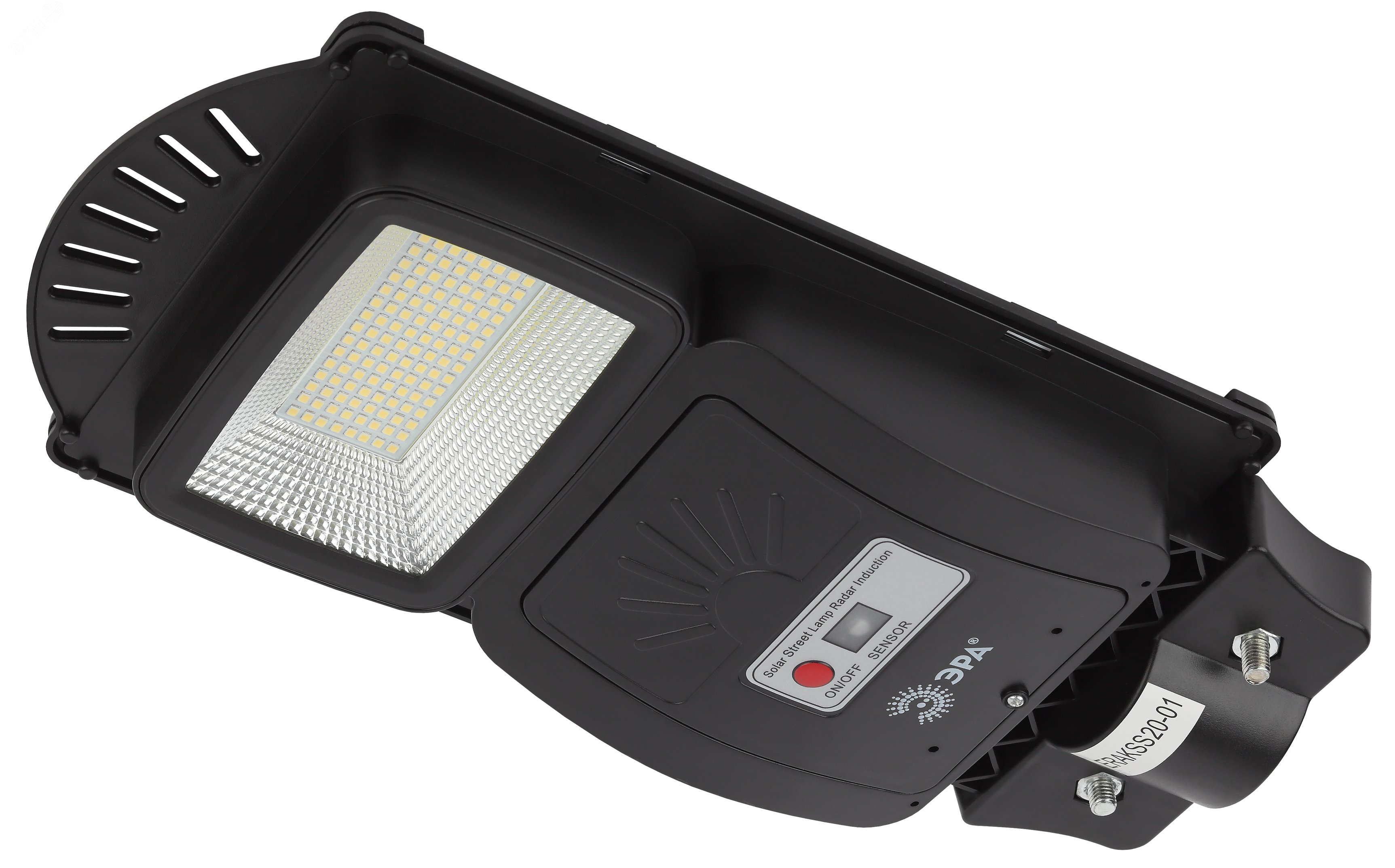 Консольный светильник на солн. бат.,SMD, 20W, с датч. движ., ПДУ, 400 lm, 5000К, IP65