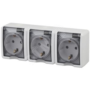 Розетка 3х2P+E IP54, 16A-250В, ОУ, Эра Эксперт, белый, 11-2405-01