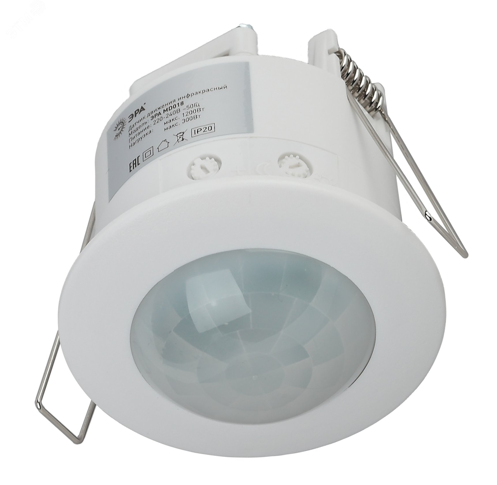 Датчик движения белый 1200Вт IP20 360гр 6М (50/1050) MD 018