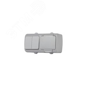 Блок розетка с выключателем Intro Atlantic 5-701-03 одноклавишным 2P+E, 10(16)А-250В, открытой установки, IP54, серый