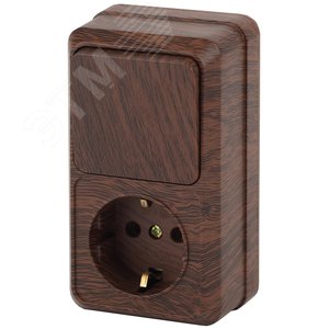 Блок розетка с выключателем Intro Quadro 2-705-10 вертикальный 10(16)А-250В, IP20, ОУ, венге