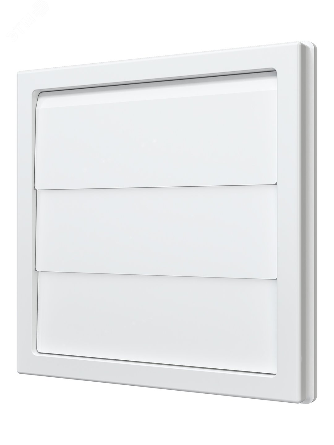 Решетка приточно-вытяжная с гравитационными жалюзи 150х150 с фланцем D125,из ASA пластика, цвет Белый.