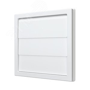 Решетка приточно-вытяжная с гравитационными жалюзи из ASA пластика, 150х150 с фланцем D100, цвет Белый.