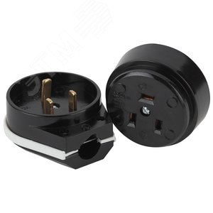 Соединитель Intro электрический 2P+E (СЭ.РВШ32-001), 32А-250В, ОУ, карболит (6/36/1080), Разъем РШ-ВШ 32А 250В 2P+E (ОУ)