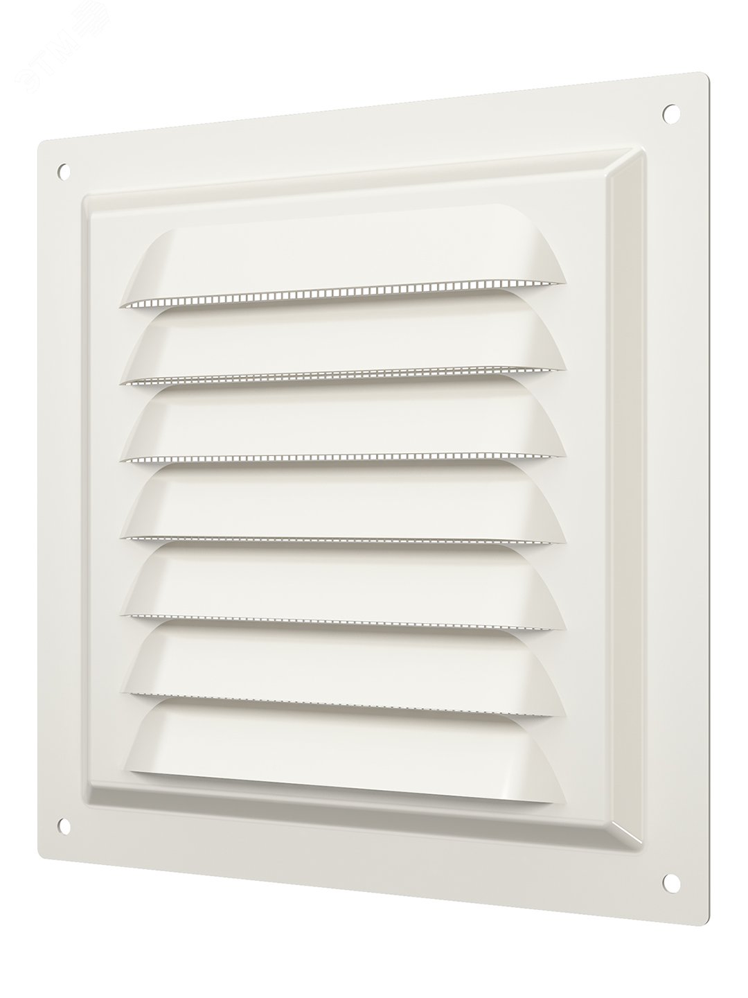 Решетка вентиляционная вытяжная стальная с покрытием полимерной эмалью и сеткой 150х150, цвет Слоновая кость
