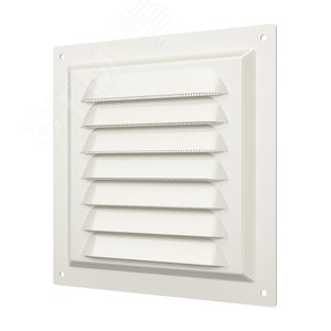 Решетка вентиляционная вытяжная стальная с покрытием полимерной эмалью и сеткой 150х150, цвет Слоновая кость