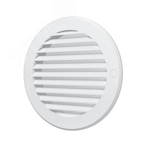 Решетка вентиляционная круглая с пластиковой сеткой D196 вытяжная, из ABS пластика, с фланцем D160