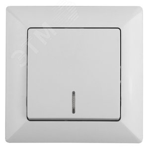 Выключатель Intro Solo 4-102-01 одноклавишный с подсветкой, 10А-250В, IP20, СУ, белый